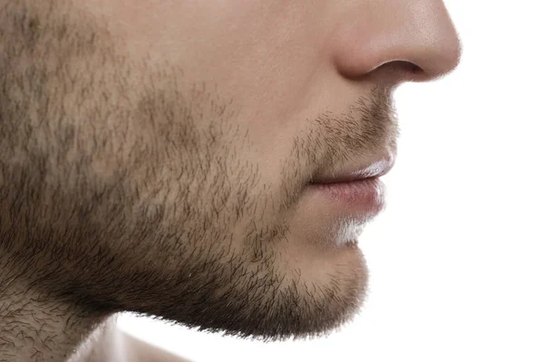 Primer Plano Mentón Cerdas Labios Masculinos —  Fotos de Stock