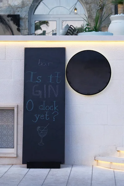 Tafel Menü Schwarze Farbe Mit Der Aufschrift Gin Tafel Steht — Stockfoto