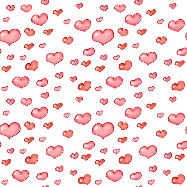 Seamless pattern with watercolor hearts. Royalty Free Stock Images