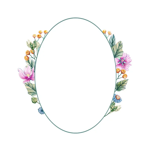 Frame for a wedding with watercolor flowers. — Stock Photo, Image