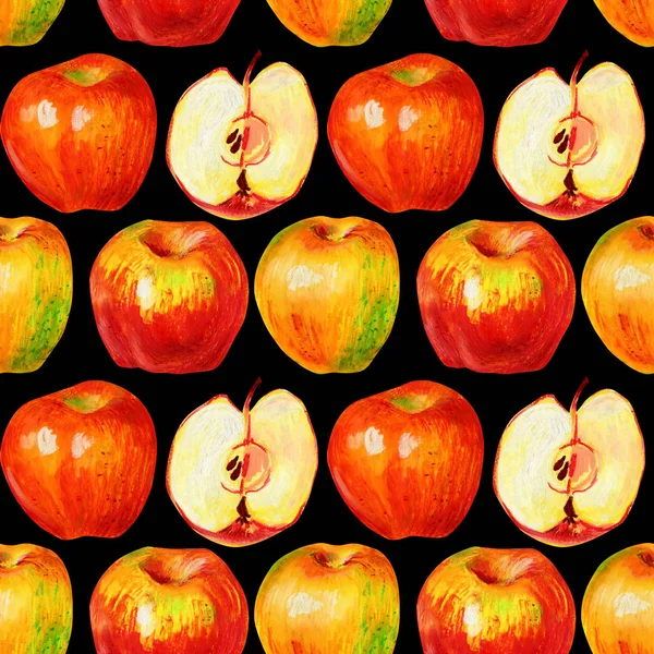Jablka izolovaných na černém pozadí. — Stock fotografie