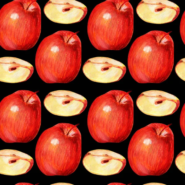 Media manzana roja aislada sobre un fondo blanco . — Foto de Stock