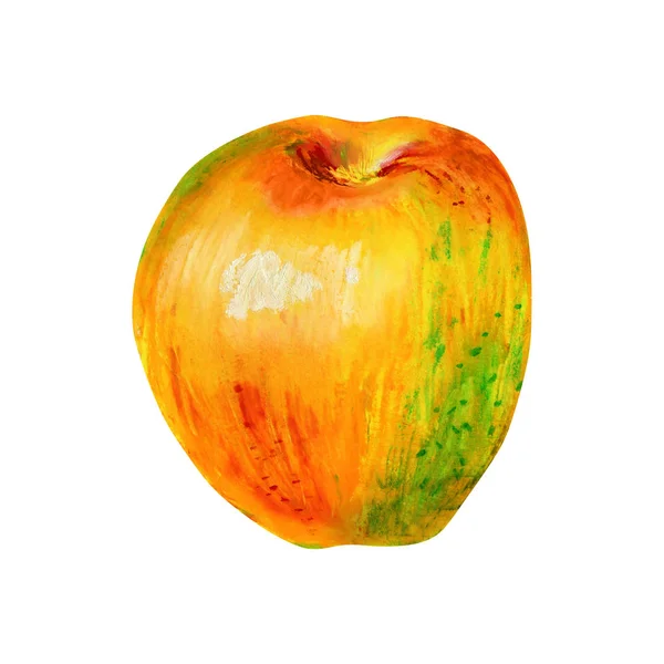 Jedno żółte jabłko odizolowane na białym tle. — Zdjęcie stockowe