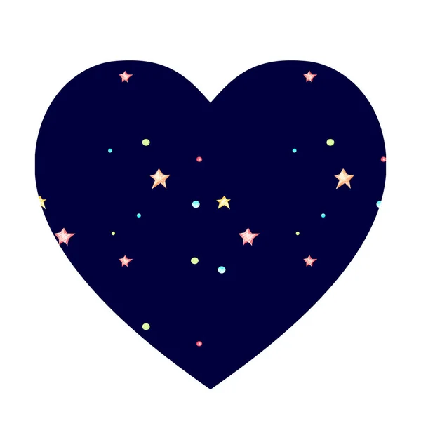 Coração com pequenas estrelas em um fundo azul . — Fotografia de Stock