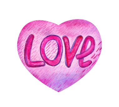 Suluboya pembe kalp şeklinde desen.