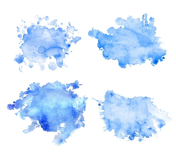 Set de manchas de acuarela en azul . Imagen de stock