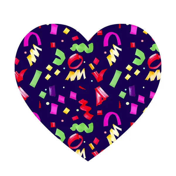 Heart shaped pattern with multicolor confetti. — Stok fotoğraf