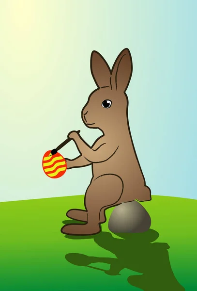 Conejo conejo Pascua colorido dibujos animados cómics huevos — Vector de stock