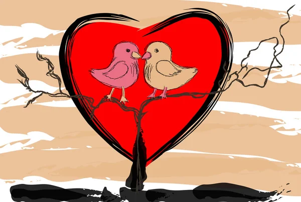 Pomba pombo pombo aves coração desenho vetor amor — Vetor de Stock