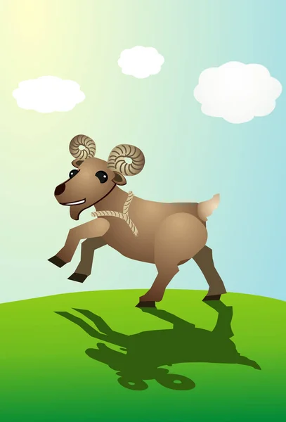 Billy koza skáče přes louku a je šťastný — Stockový vektor