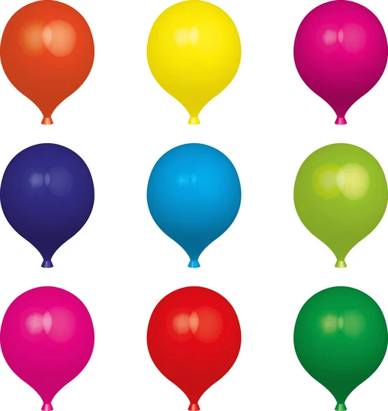 Neuf ensemble de ballons colorés décoration d'air vectoriel 3d — Image vectorielle