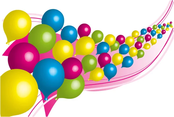 Serie di palloncini colorati decorazione ad aria vettoriale 3D — Vettoriale Stock
