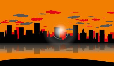 Gökdelen vektörü retro arkaplan şablonu masaüstü işi