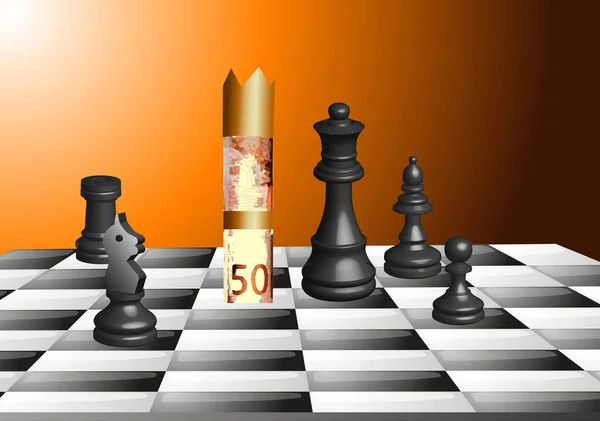Pezzi di scacchi vettoriale in ottica 3D bianco e nero — Vettoriale Stock