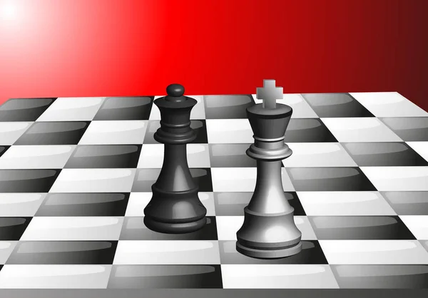 Schachfiguren-Vektor in 3D-Optik schwarz-weiß — Stockvektor