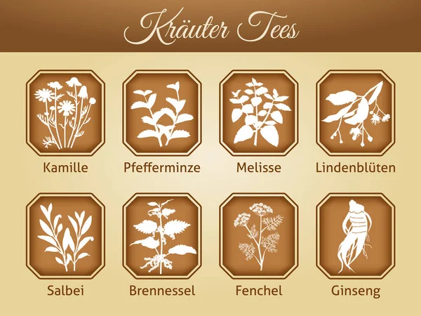 Illustration verschiedener Teesorten als Vektor — Stockvektor