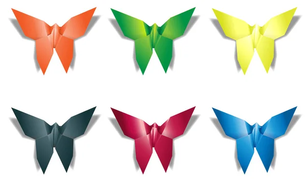 Origami-Schmetterling Papier falten basteln fliegen Licht — Stockvektor