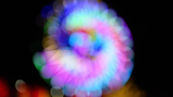 Abstract Multicolored Gradient Defocus Dark Background Blurred Flashing Lights — Stock Video