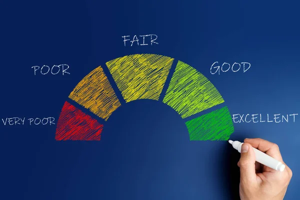 Credit Score Concept Mannelijke Hand Tekent Een Grafiek Met Credit — Stockfoto