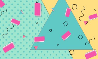 Bebek Mavi Dekor. Grafik çizimi. Memphis Vektörü