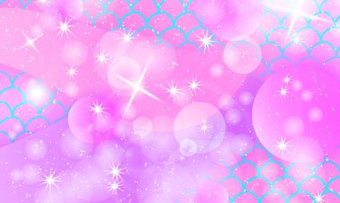 Deniz kızı kawaii deseni. Balık pulu. Vektör