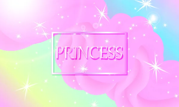Πριγκίπισσα φόντο. Αστέρια ροζ. Μοτίβο μονόκερου. — Διανυσματικό Αρχείο