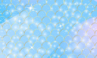 Deniz kızı kawaii deseni. Balık pulu. Vektör