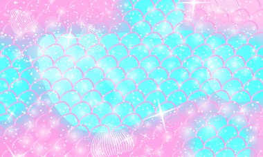 Deniz kızı kawaii deseni. Balık pulu. Vektör