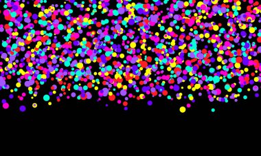 Koyu arkaplanda düşen renk noktaları. Eğlenceli desen