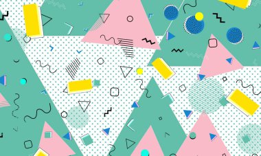 Eğlenceli desen. Memphis tarzı. Vektör İllüstrasyonu.