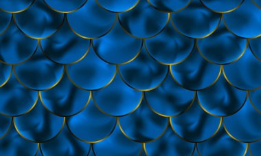 Mermaid scales. Fish squama. Blue pattern. Vector.