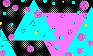 90 'ların tasarımı. Geometrik şekiller. Memphis deseni.