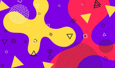 Purple Doodle elementleri. Sıvı Süslemesi. Mercan 90 'lar