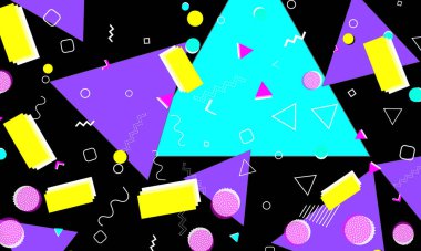 90 'ların tasarımı. Geometrik şekiller. Memphis deseni.