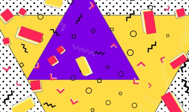 80 'lerin geçmişi. Renkli noktalar. Memphis deseni. Vektör.