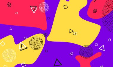 Purple Doodle elementleri. Sıvı Süslemesi. Mercan 90 'lar