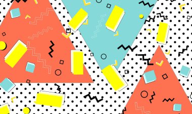 90s design. Geometric Memphis pattern. Vector.