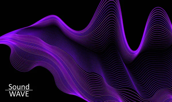 Sonido Wave. Forma abstracta 3d. Diseño de flujo. Vector — Vector de stock