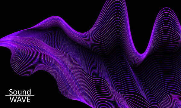 Sound Wave. Abstract 3d Shape. Flow Design. Vector