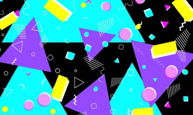 90 'ların tasarımı. Geometrik şekiller. Memphis deseni.