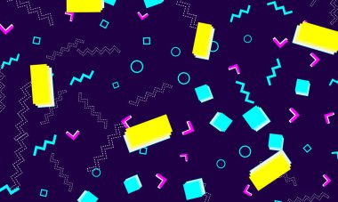 Pop Art tasarımı. Geometrik şekiller. Memphis deseni.