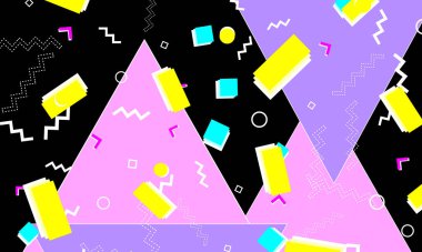 90 'ların tasarımı. Geometrik şekiller. Memphis deseni.