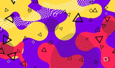 Mor Arkaplan. Doodle Elementleri. Vektör