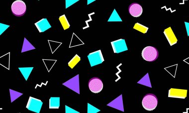 Memphis Kusursuz Düzen. Eğlenceli bir arka plan. Vektör