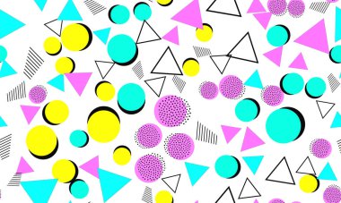 Memphis Kusursuz Düzen. Eğlenceli bir arka plan. Vektör