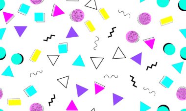 Memphis Kusursuz Düzen. Eğlenceli bir arka plan. Vektör