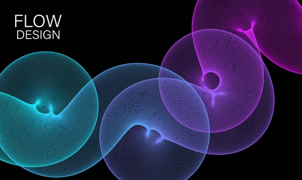 Fluid Flow. Forma abstracta 3d. Ola de flujo. Vector . — Vector de stock