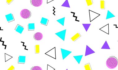 Memphis Kusursuz Düzen. Eğlenceli bir arka plan. Vektör