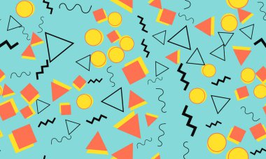 Memphis Kusursuz Düzen. Eğlenceli bir arka plan. Vektör