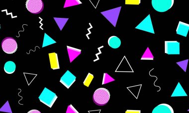 Memphis Kusursuz Düzen. Eğlenceli bir arka plan. Vektör